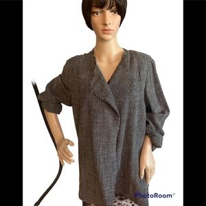 Last Chance! Eileen Fisher Black & White Linen Blend Jacket 1X